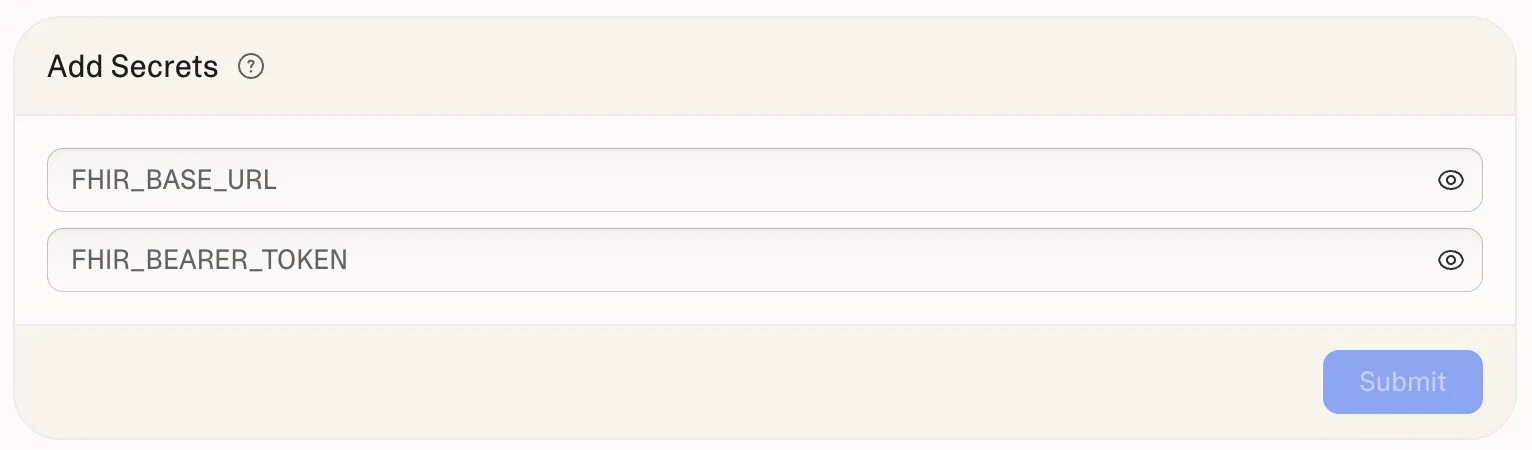 enter base url and bearer token