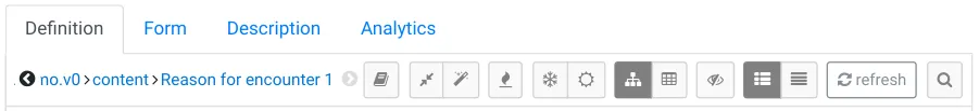 Definition panel options