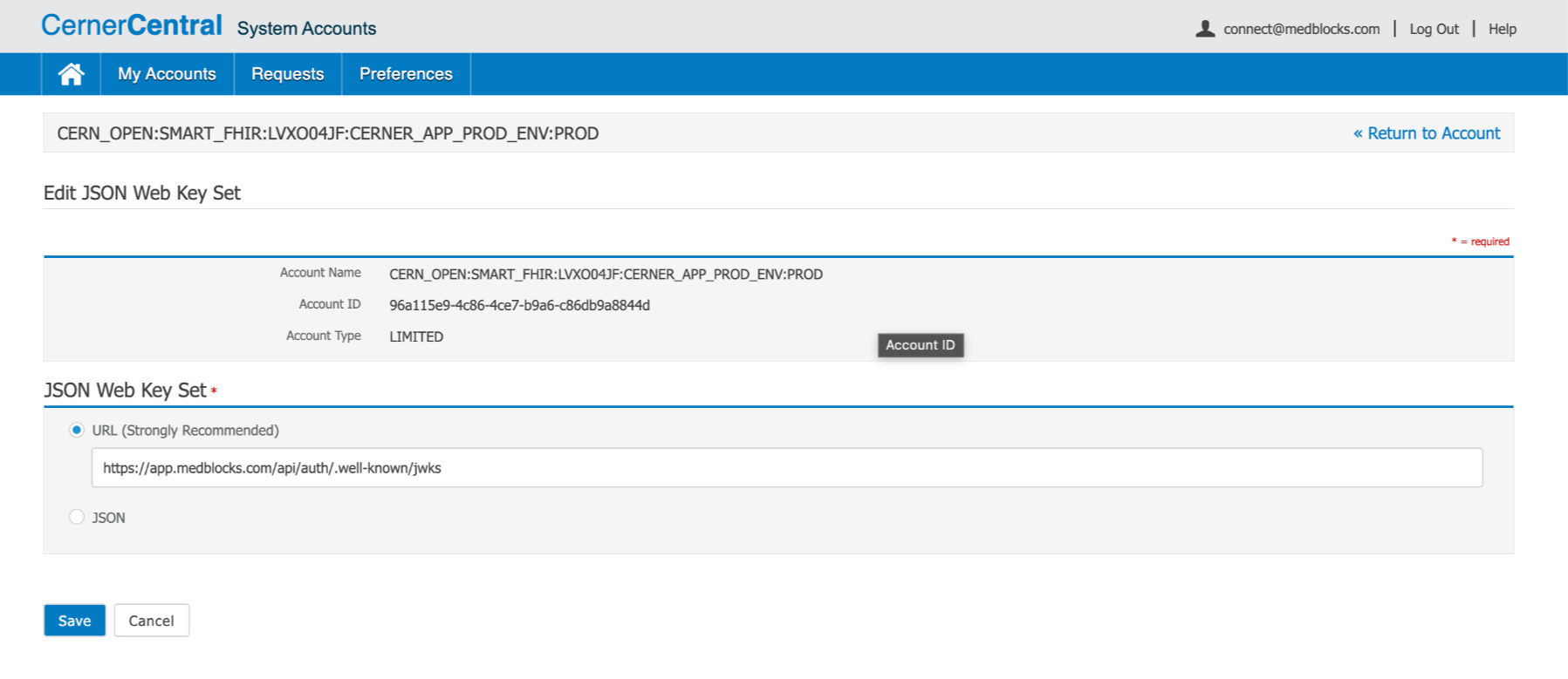 Cerner JWKS configuration
