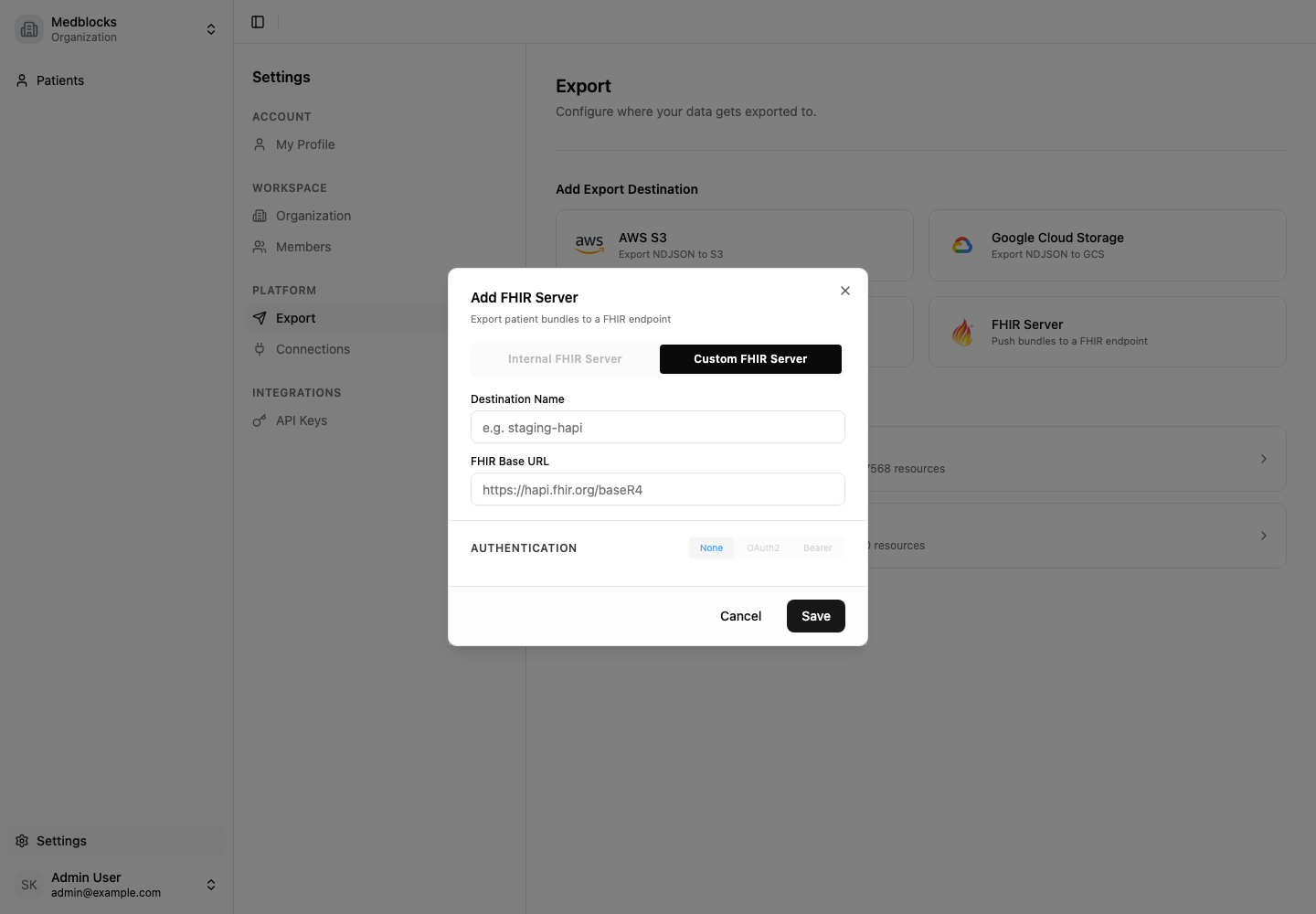 Add FHIR Server export