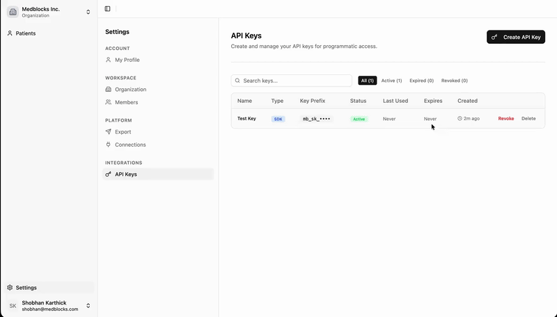 Create API key